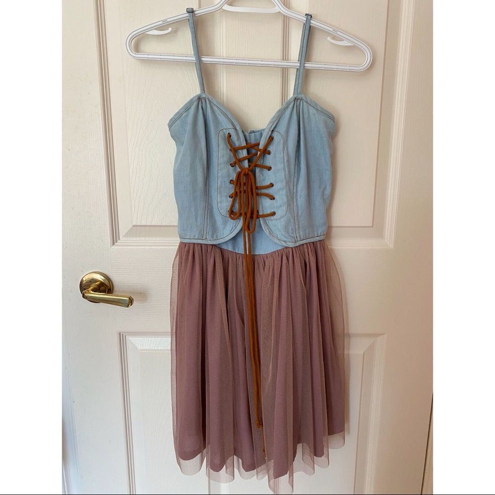Denim and tulle dress